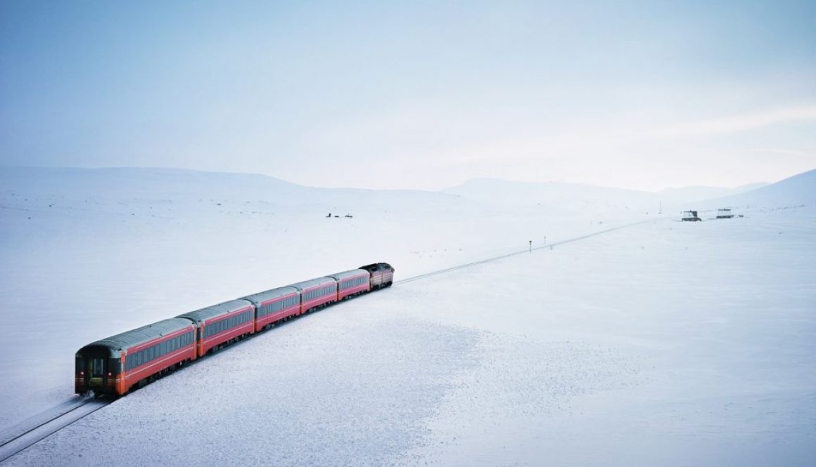 train in winter landscape