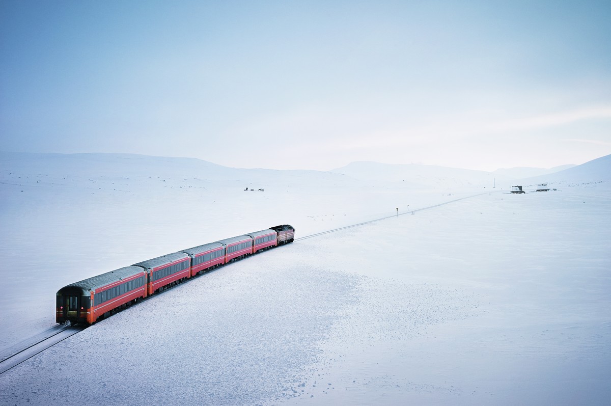 train in winter landscape